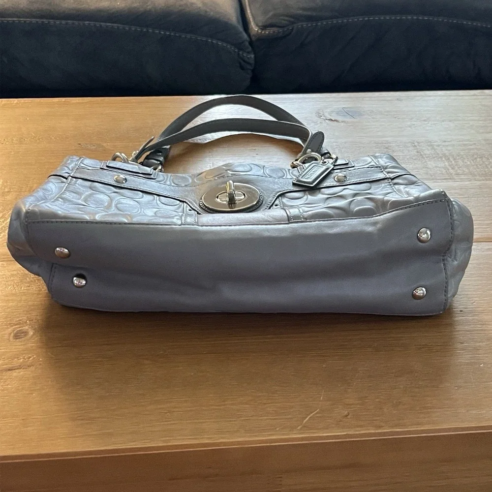 Coach Penelope F16577 Gray Embossed Signature C Satchel Handbag Purse